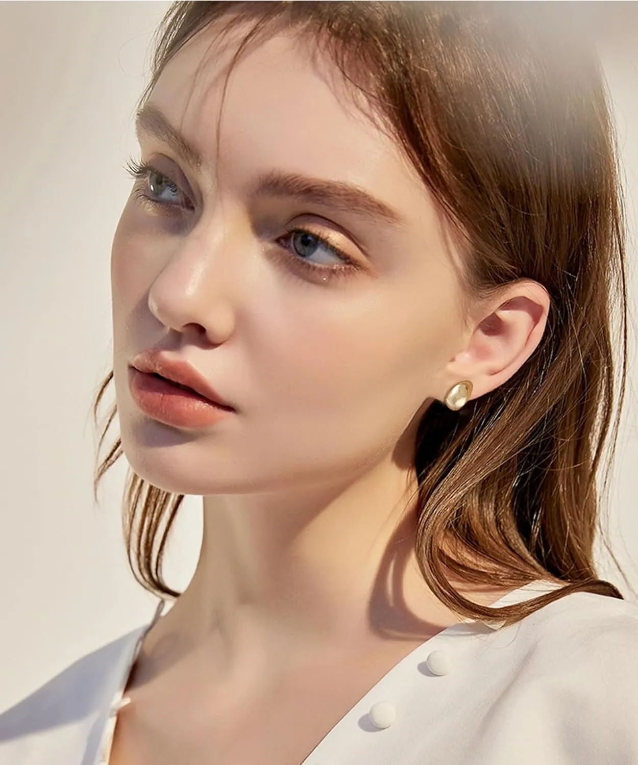 Fxiqini Clip On Earrings Thick Hoop Matte Clip On Earrings Chunky Non Pierced Earring for Women Jewelry Gift Gold Sliver Tone