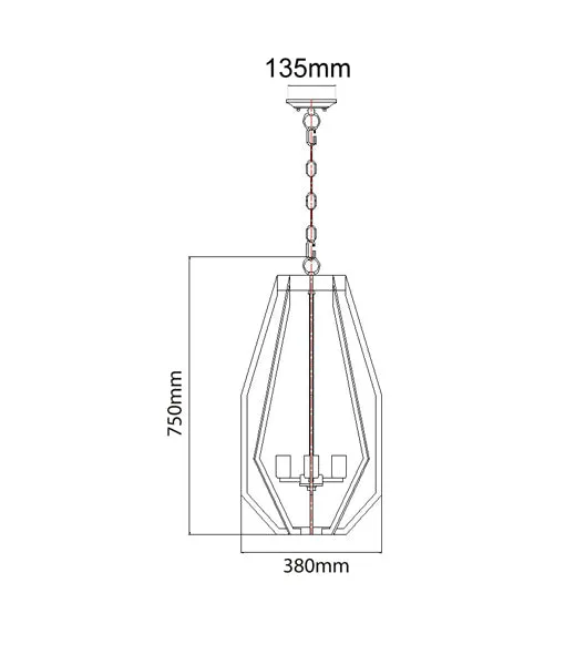Gamba 4 Light Pendant Brass and Bronze - Long