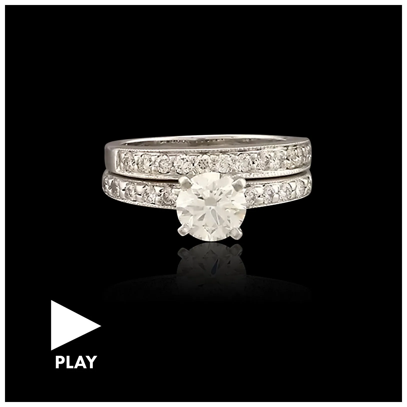 GIA 0.91 Carat Round Brilliant Cut Diamond Wedding Set