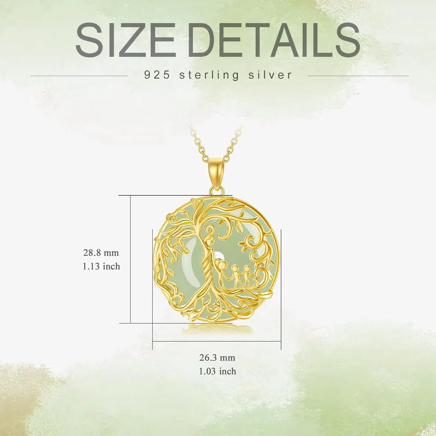 Gifts for Women Tree of Life Necklace 14k Gold Plated Sterling Silver Round Jade Jewelry for Women Mom Sister Birthday Christmas Gifts