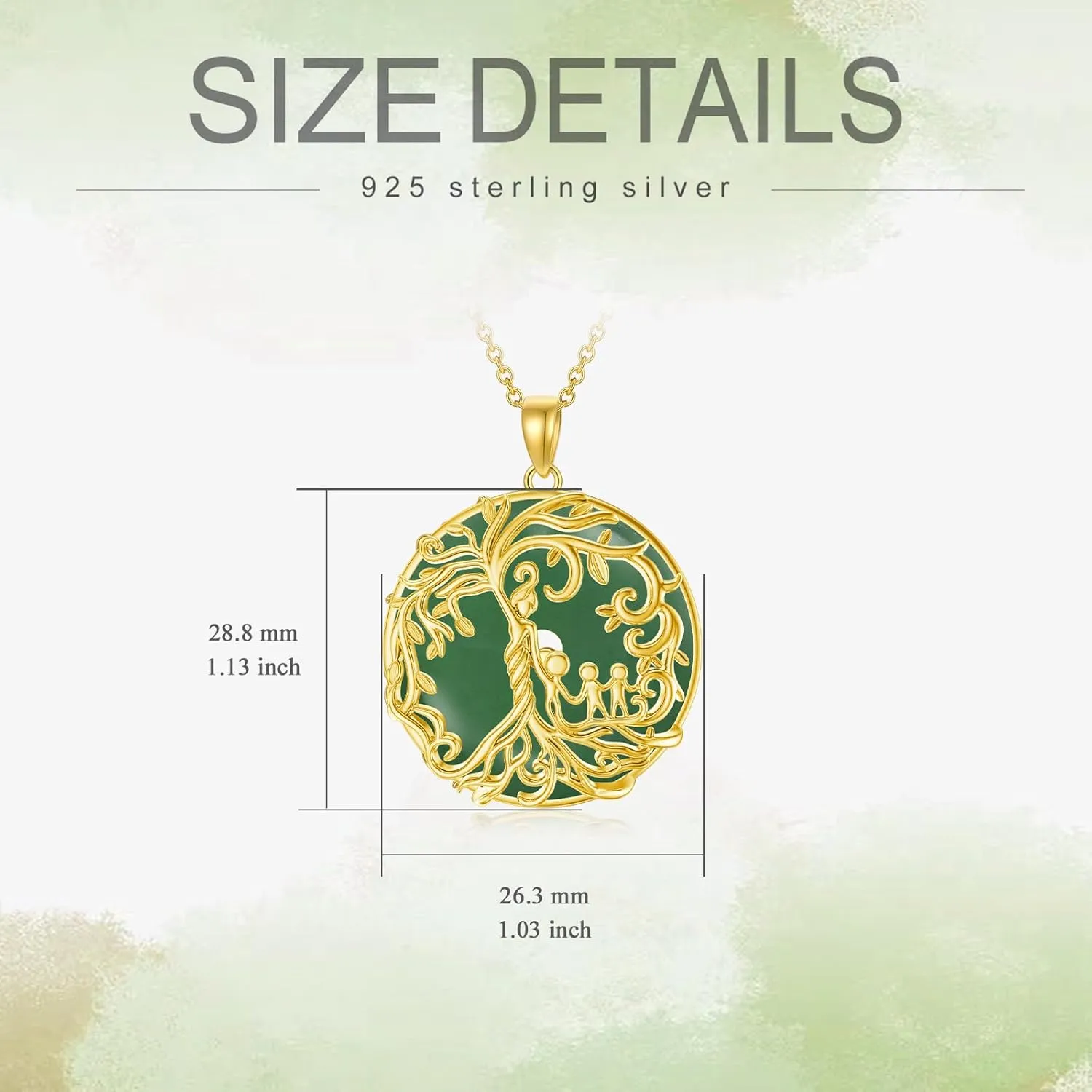 Gifts for Women Tree of Life Necklace 14k Gold Plated Sterling Silver Round Jade Jewelry for Women Mom Sister Birthday Christmas Gifts