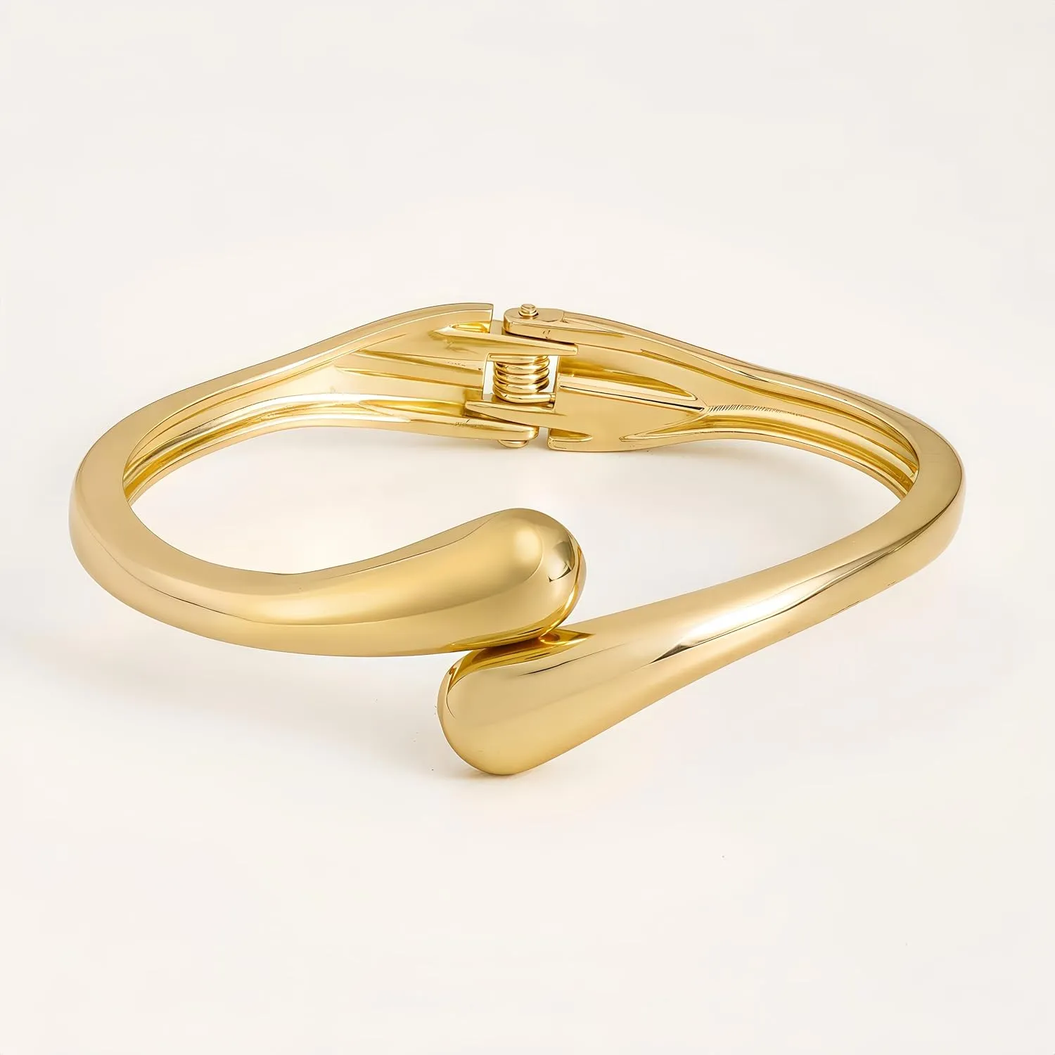 Gold Bangles Bracelets for Women, 14K Chunky Gold Waterdrop Spiral Oval Bangle Bracelets, Trendy Elegance Jewelry Gifts for Women
