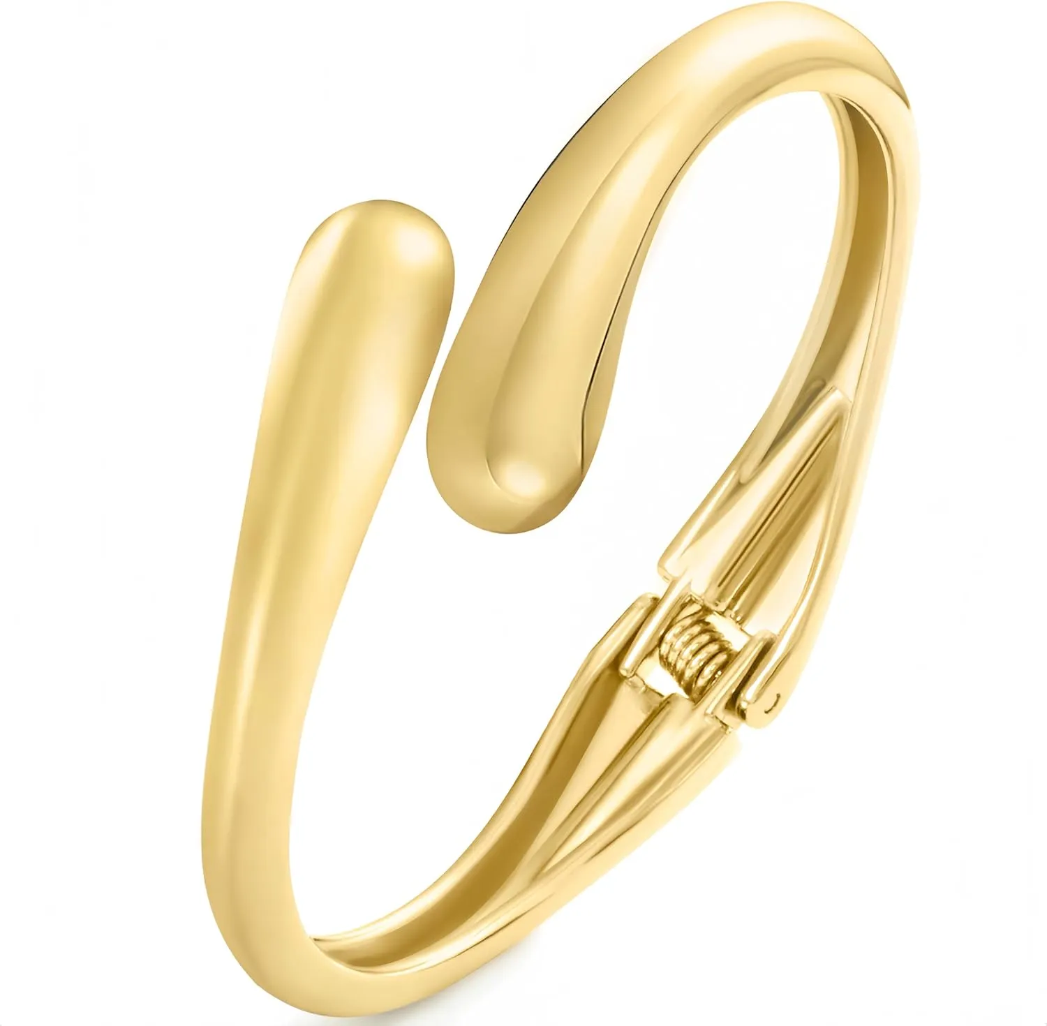 Gold Bangles Bracelets for Women, 14K Chunky Gold Waterdrop Spiral Oval Bangle Bracelets, Trendy Elegance Jewelry Gifts for Women