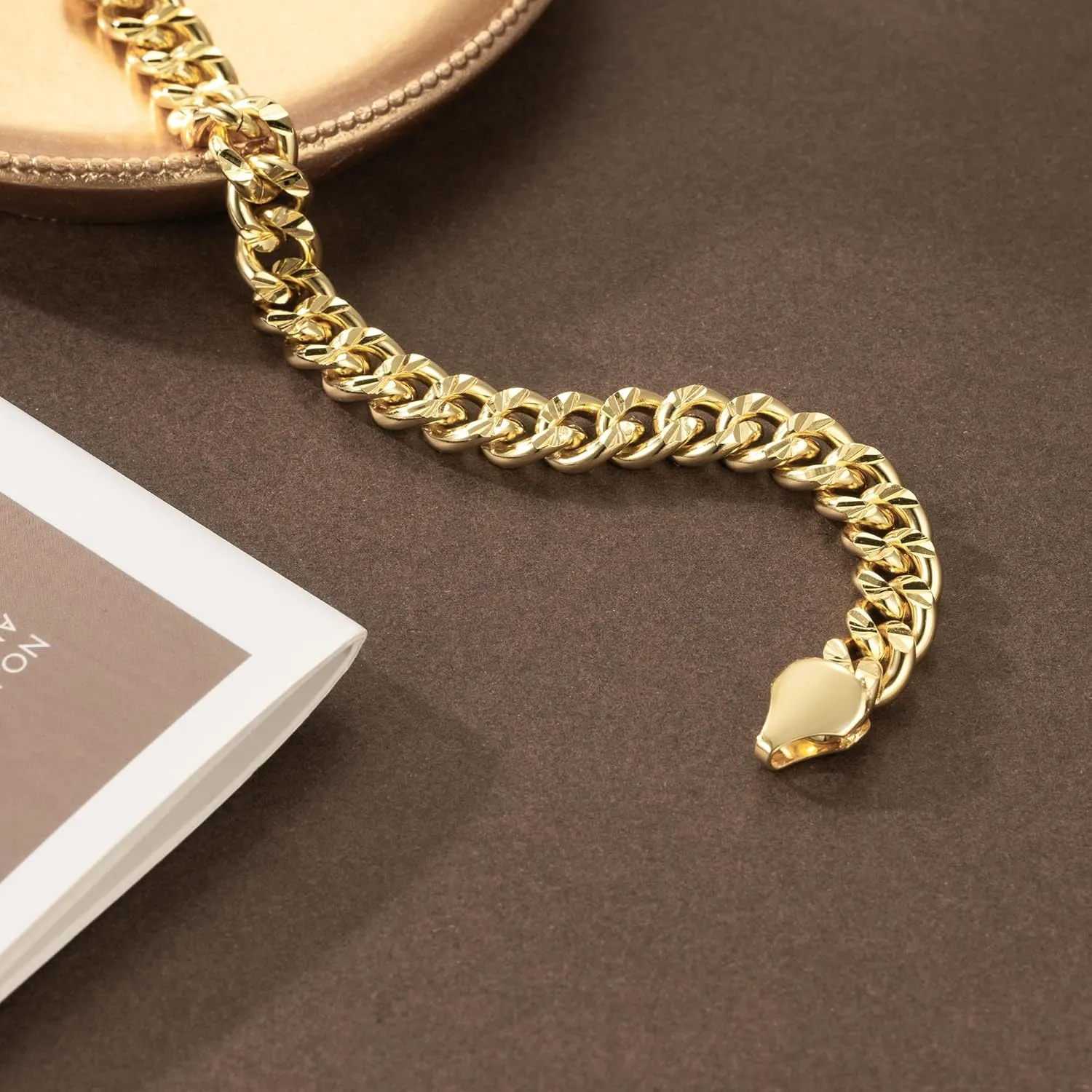 Gold Bracelets for Women Cuban Link Bracelets for Men & Women Sturdy 14K Gold Chain Bracelet Stack Men??s Bracelet Jewelry 6.5-9 Inches