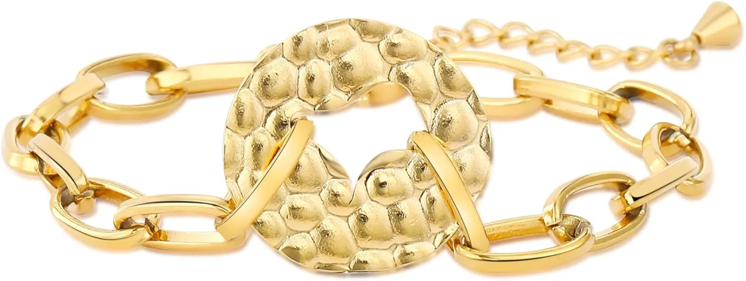Gold Bracelets for Women, Dainty Chain Bangle Bracelets Adjustable Gold Plated Link Bangle Trendy Gold Jewelry Bracelets for Her