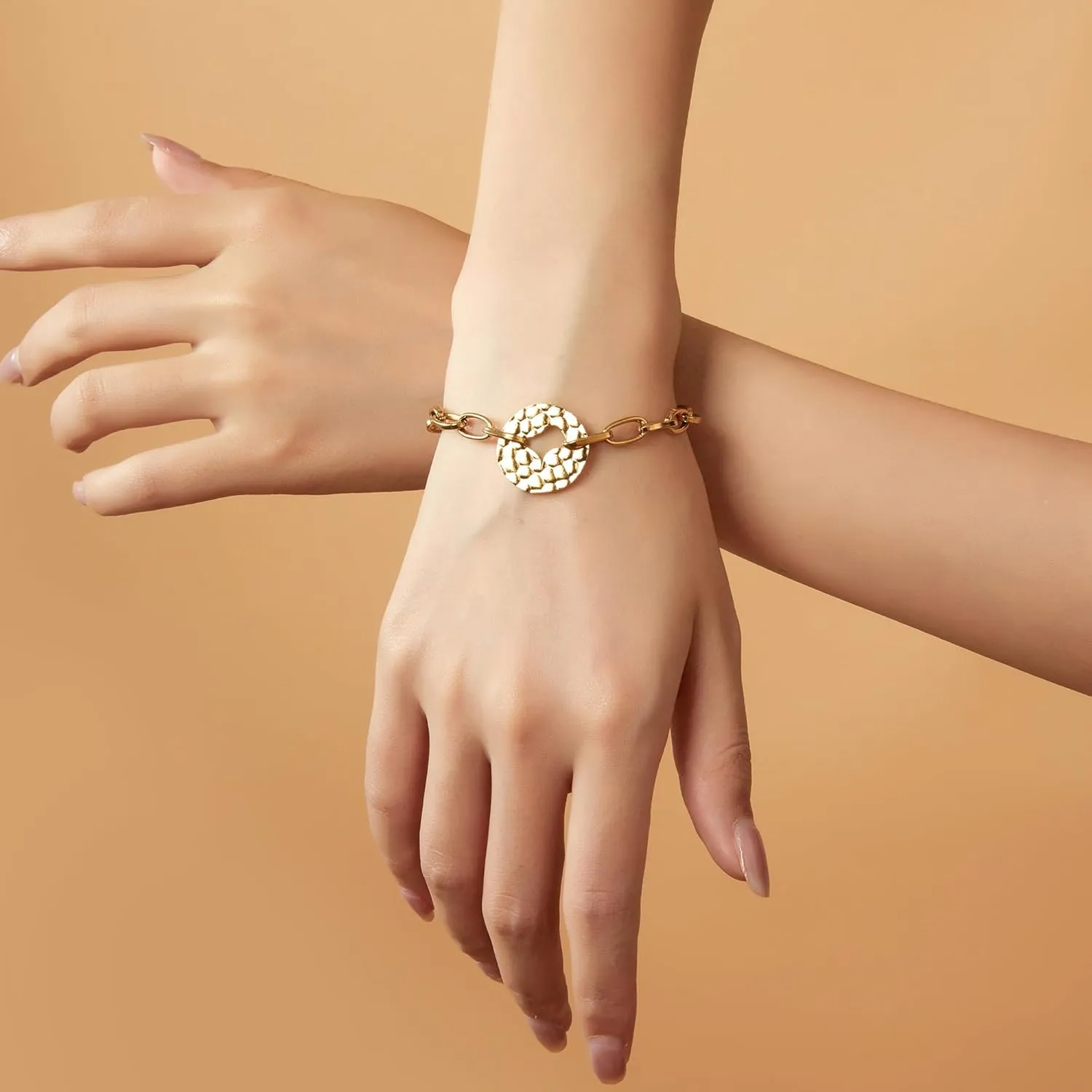 Gold Bracelets for Women, Dainty Chain Bangle Bracelets Adjustable Gold Plated Link Bangle Trendy Gold Jewelry Bracelets for Her