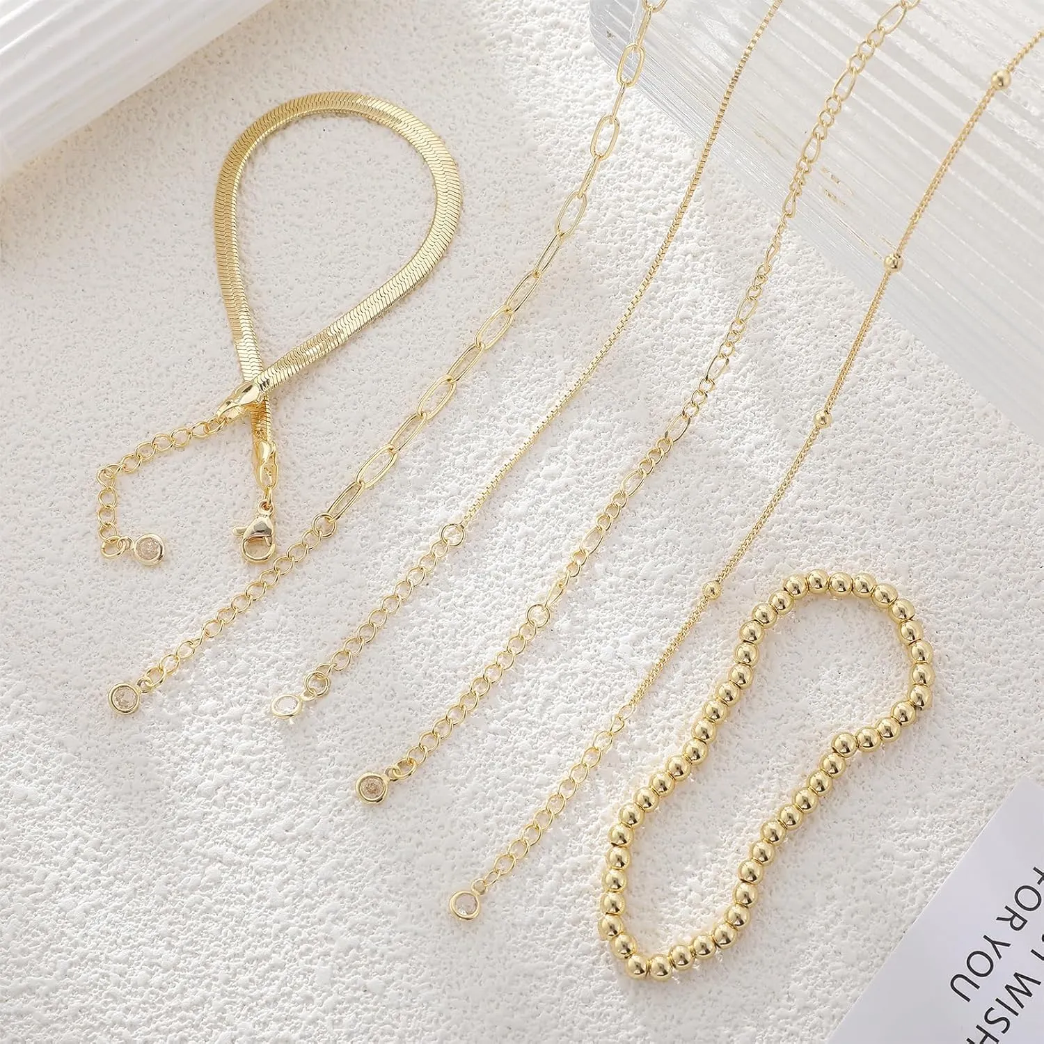 Gold Bracelets Jewelry Gifts Set for Women Fashion Dainty Gold Adjustable Layered Link Chain Bracelet Non Tarnish Pack for Women 14K Real Gold Cute Bracelets