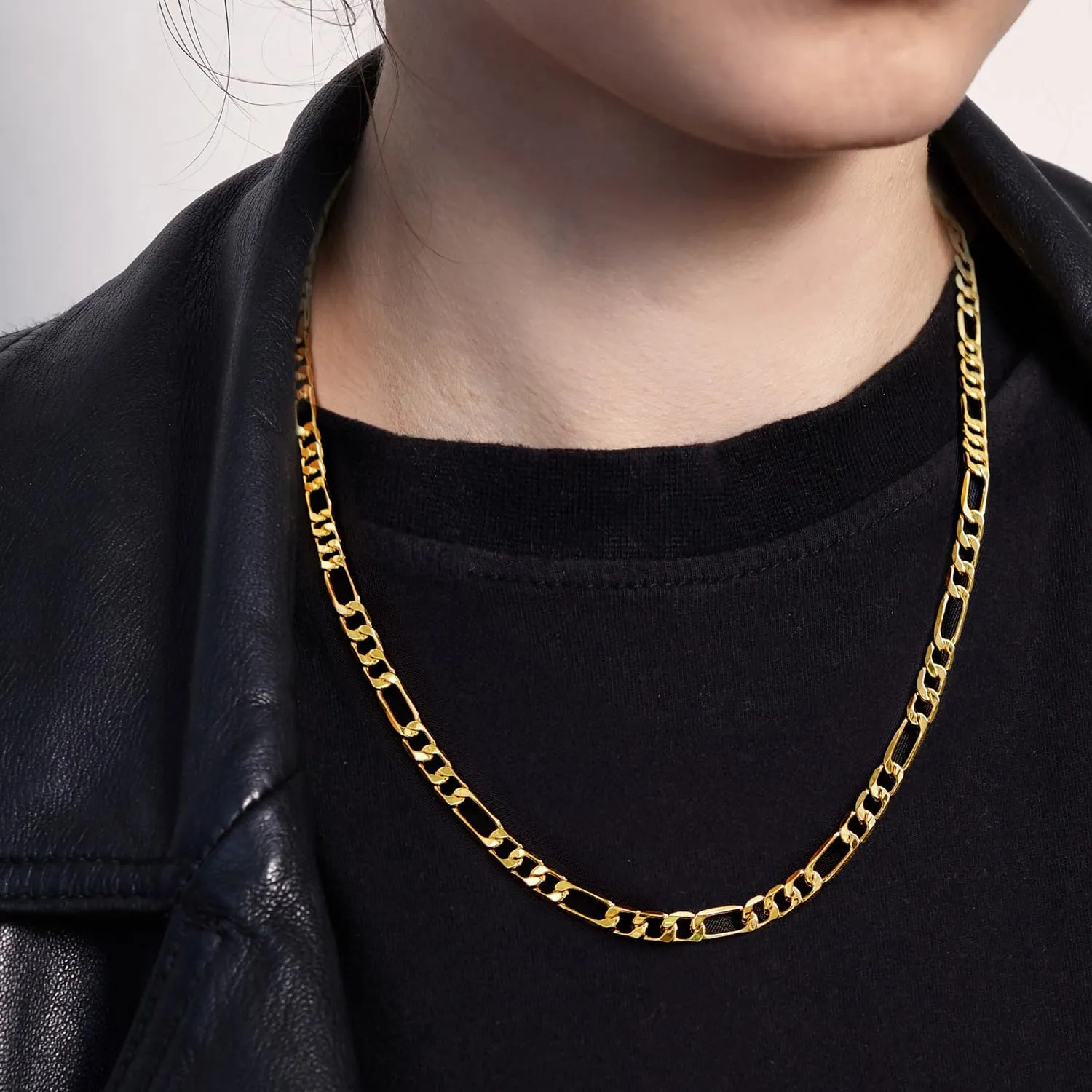 Gold Chain for Men 14K Gold Chain Necklace for Women & Men Figaro Chains for Mens Chains Necklaces 5MM 16 18 20 22 24 26 30