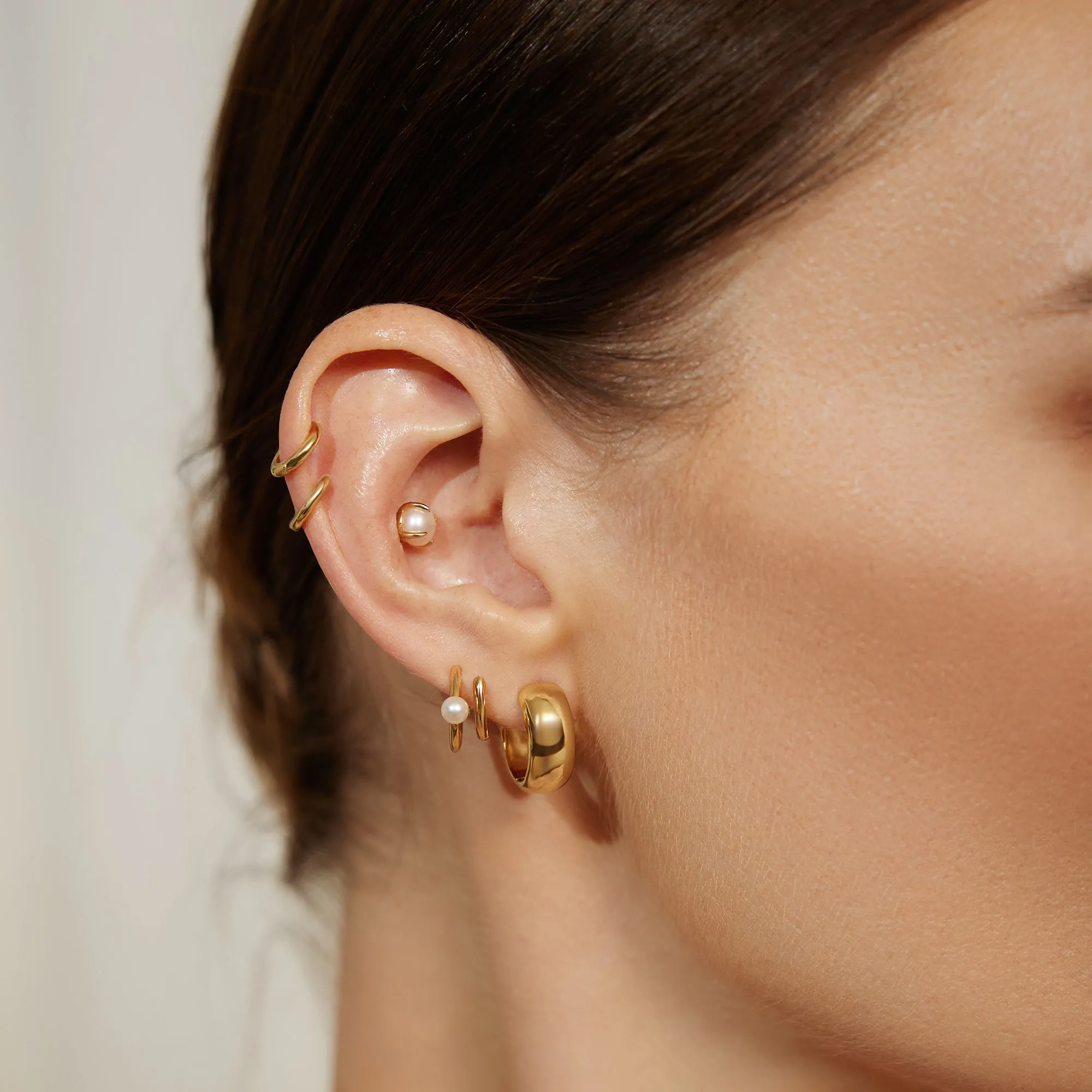 Gold Chubby Medium Huggie Hoop Earrings