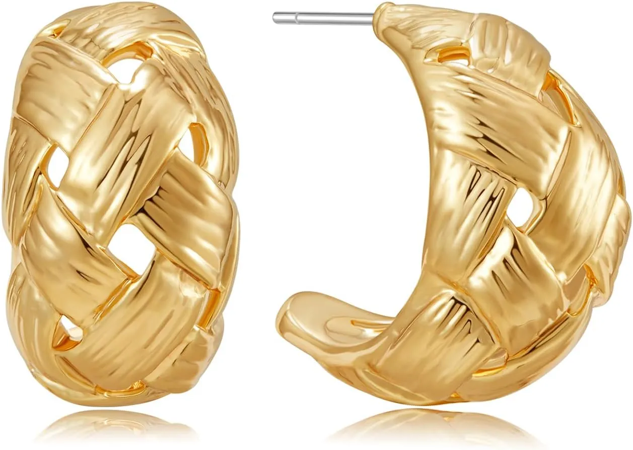 Gold Clip on Earrings for Women Clip on Hoop Earrings Gold Hoop Earrings Clip Non Pierced for Designer Luxury Trendy hypoallergenic Jewelry
