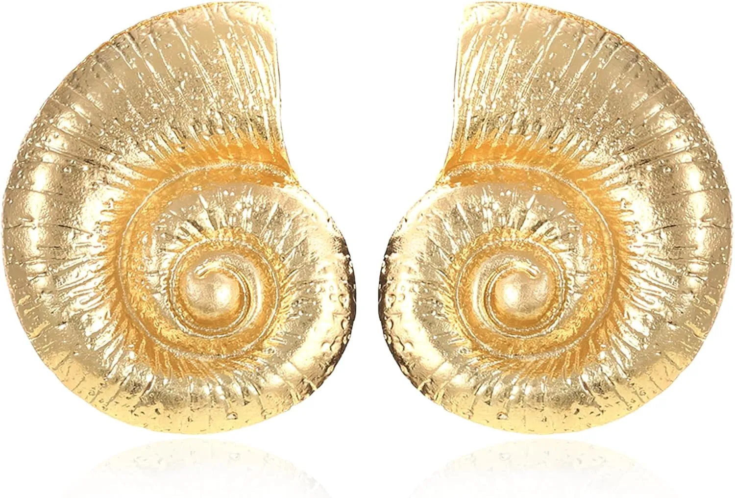 Gold Conch Stud Earrings for Women, 18k Gold Plated Big Conch Starfish Earring Chunky Statement Ocean Seashell Stud Earrings Boho Beach Earrings For Women Trendy