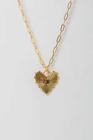 Gold Dipped Shining Heart Pendant Necklace