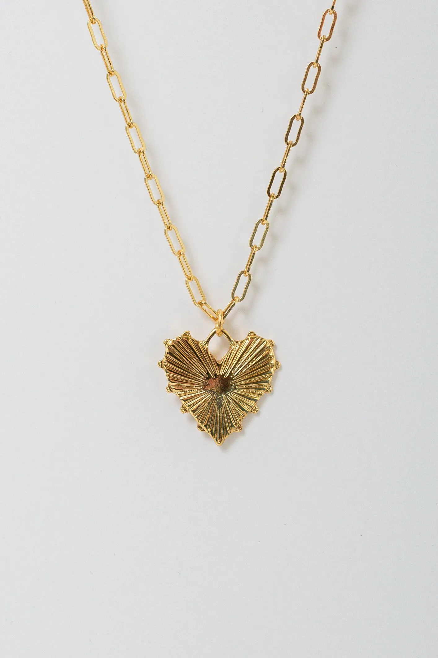 Gold Dipped Shining Heart Pendant Necklace