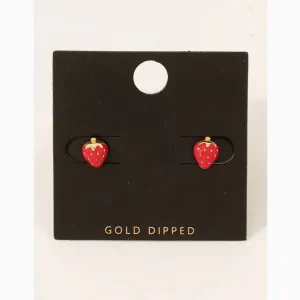 GOLD DIPPED STRAWBERRY STUD EARRINGS