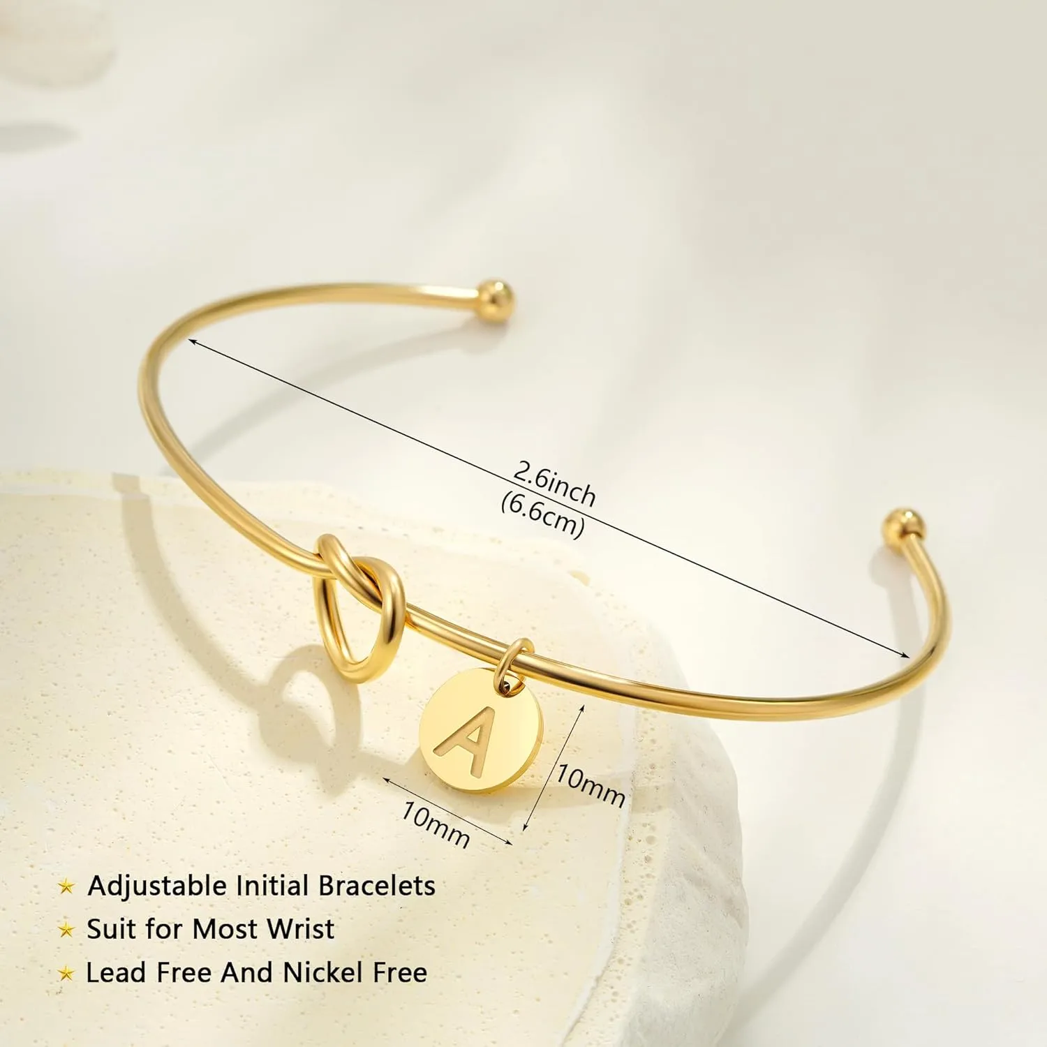 Gold Initial Bracelets for Women - 14K Gold Plated Knot Bracelets, Wedding Bridal Party Gifts Women Gold Bracelets Teen Gifts Trendy Stuff
