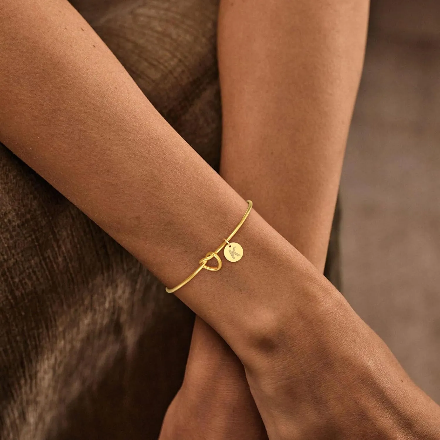 Gold Initial Bracelets for Women - 14K Gold Plated Knot Bracelets, Wedding Bridal Party Gifts Women Gold Bracelets Teen Gifts Trendy Stuff
