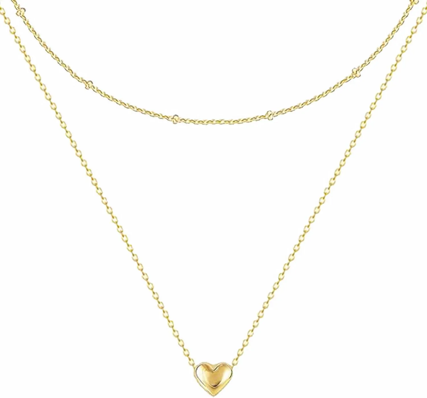 Gold Layered Heart Bow Daisy Pearl Charm Necklace Set Stack for Women Trendy 18K Gold Plated Stainless Steel Dainty Boho Layering Chain Choker Necklaces Jewelry Gifts