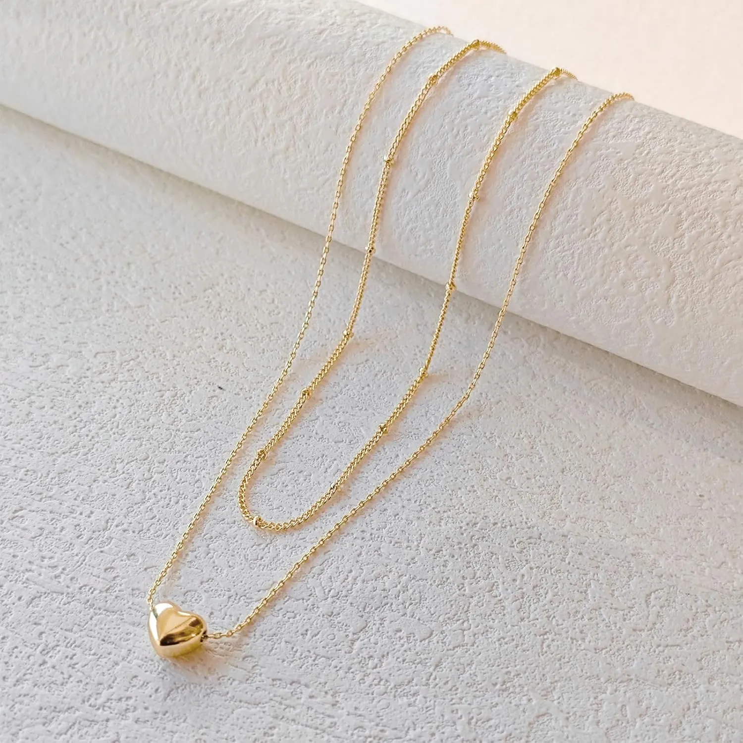 Gold Layered Heart Bow Daisy Pearl Charm Necklace Set Stack for Women Trendy 18K Gold Plated Stainless Steel Dainty Boho Layering Chain Choker Necklaces Jewelry Gifts