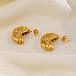 Gold Nautilus Shell Stud Earrings-jlt11778
