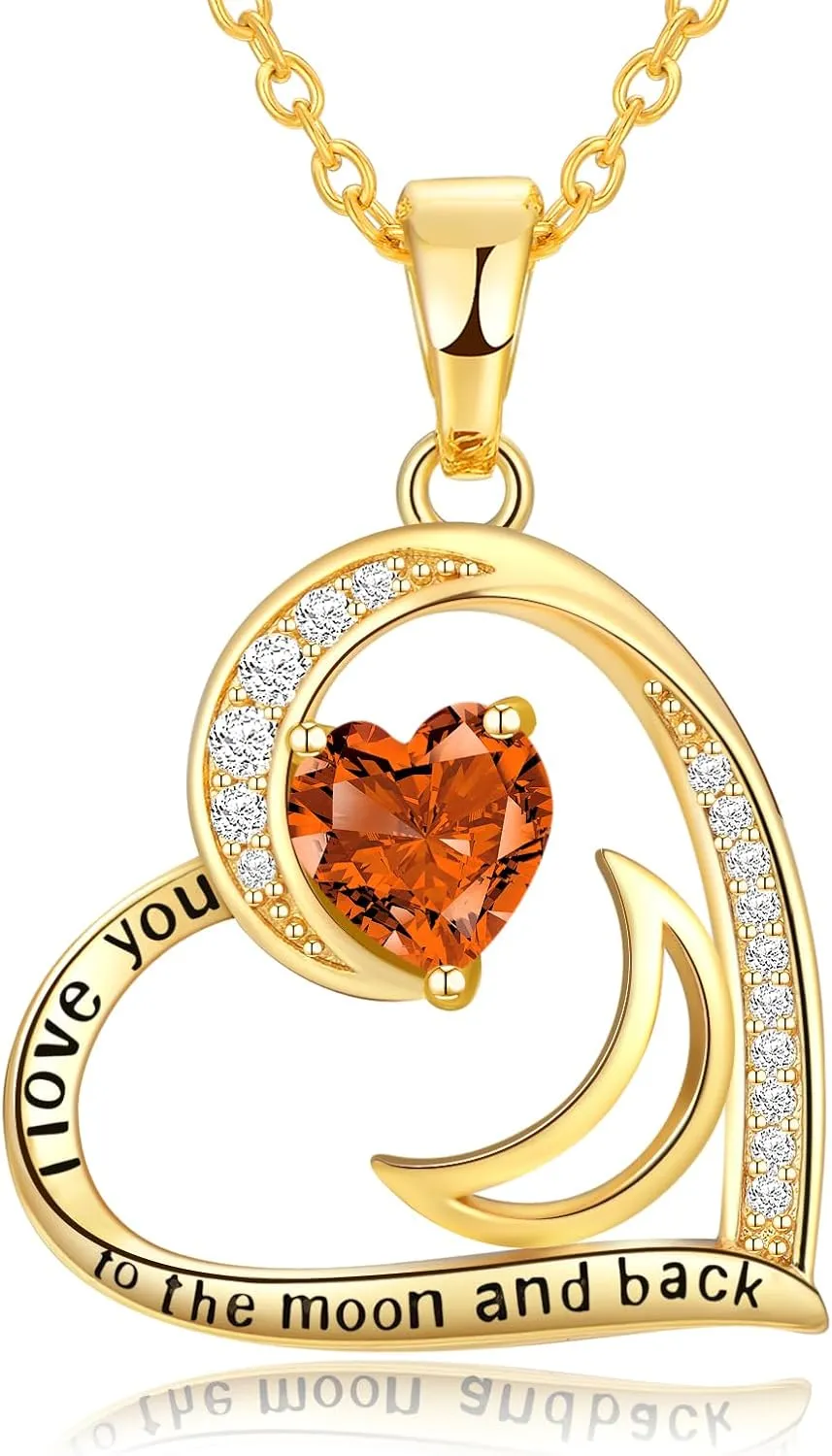 Gold Necklace for Women-Heart Necklace for Womens Birthstone Necklaces for Women Gifts for Wife from Husband Gold Jewelry for Womens Jewelry for Wife