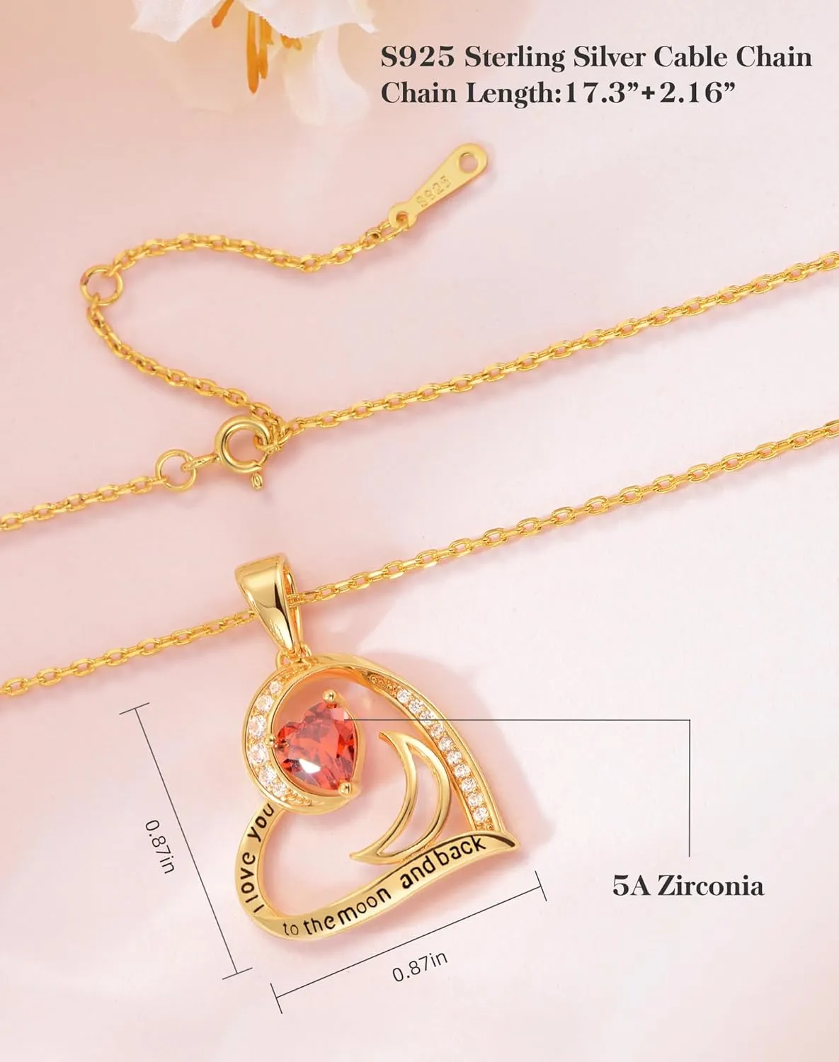 Gold Necklace for Women-Heart Necklace for Womens Birthstone Necklaces for Women Gifts for Wife from Husband Gold Jewelry for Womens Jewelry for Wife