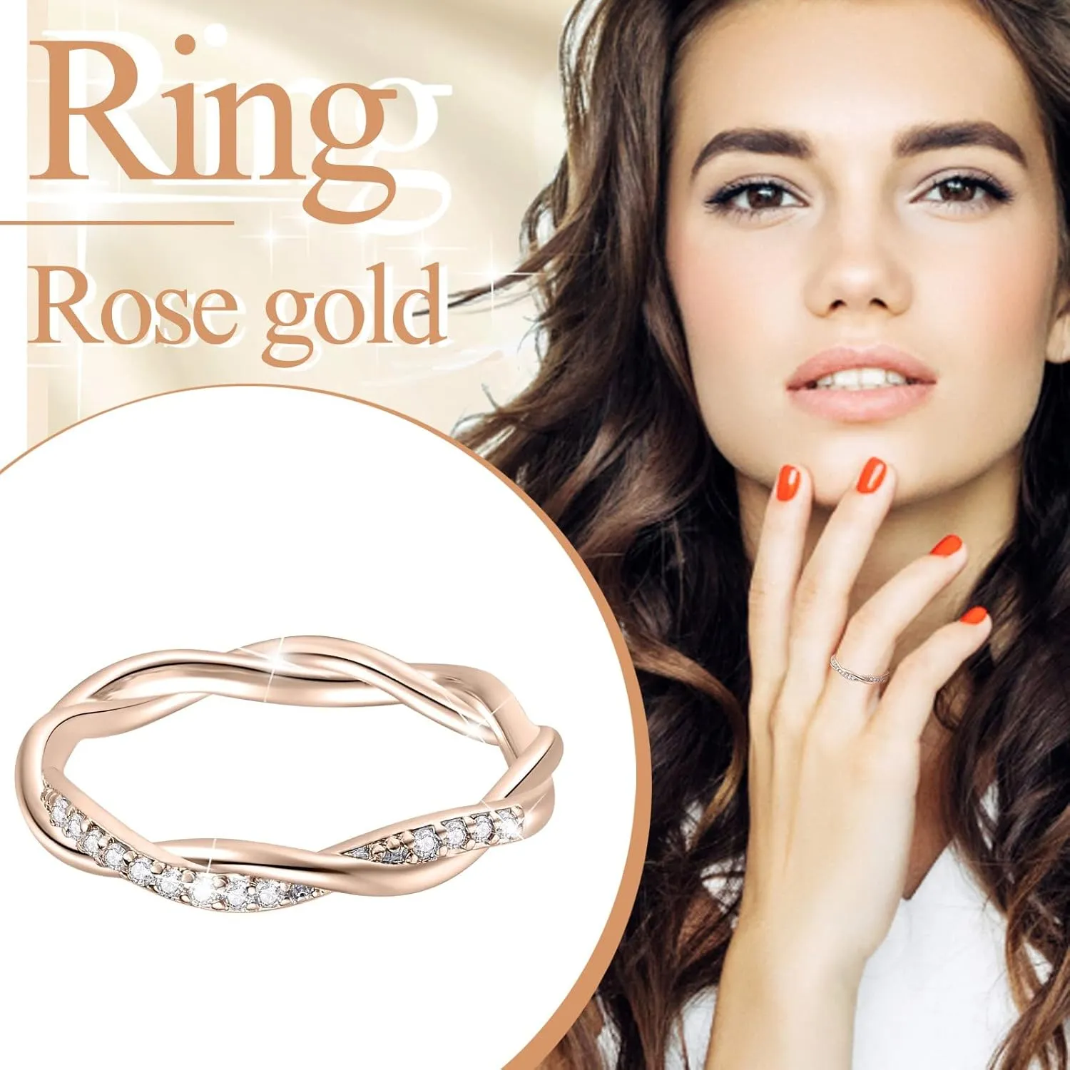 Gold Plated Stacking Ring Cubic Zirconia Wedding Bands Twist of Elegance Rings for Women Perfect for Wedding Bands