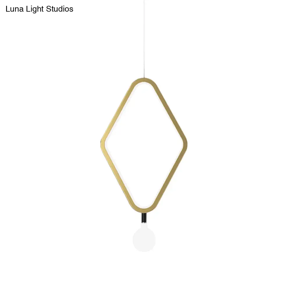 Gold Rhombus Pendant Light - Simplicity & Style in Warm/White Light with Exposed Bulb Design