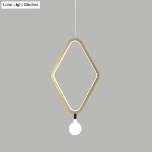 Gold Rhombus Pendant Light - Simplicity & Style in Warm/White Light with Exposed Bulb Design