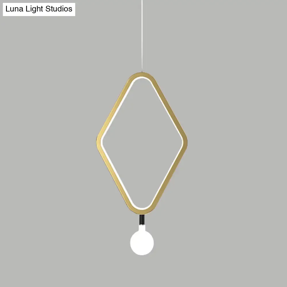Gold Rhombus Pendant Light - Simplicity & Style in Warm/White Light with Exposed Bulb Design