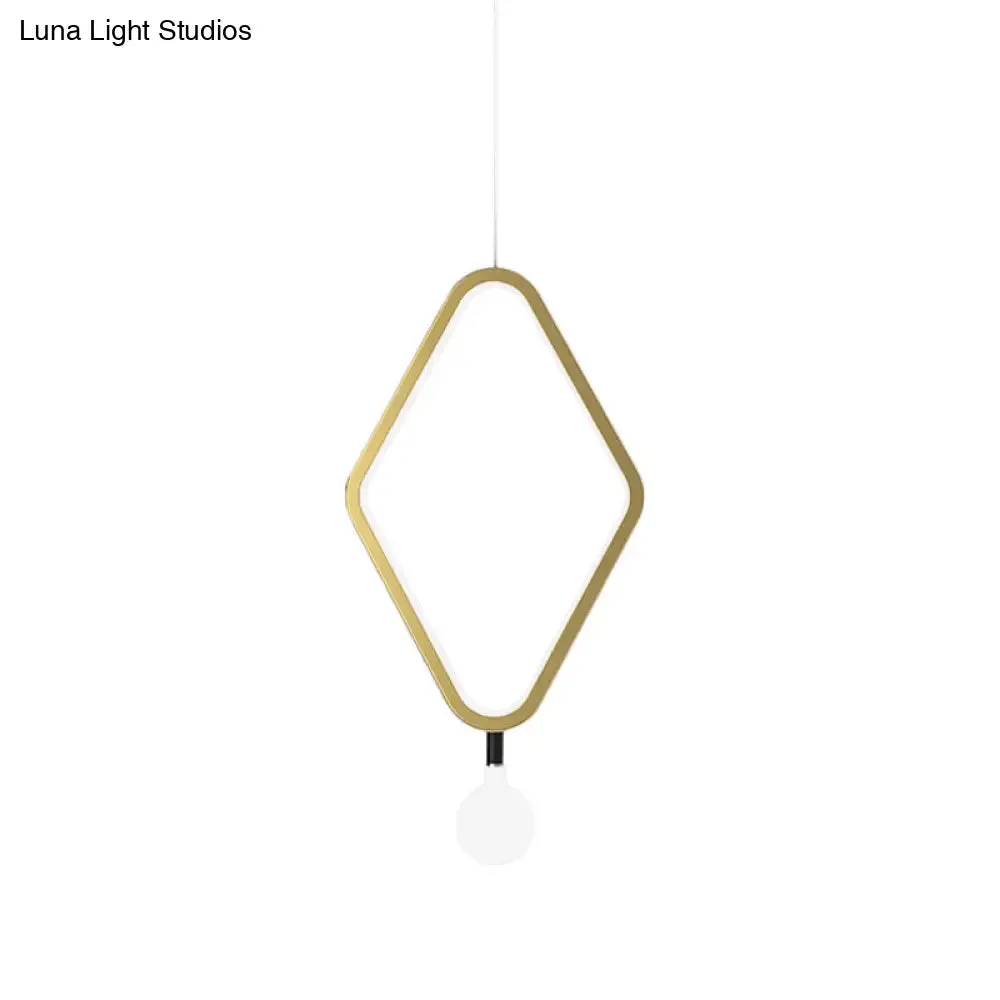 Gold Rhombus Pendant Light - Simplicity & Style in Warm/White Light with Exposed Bulb Design