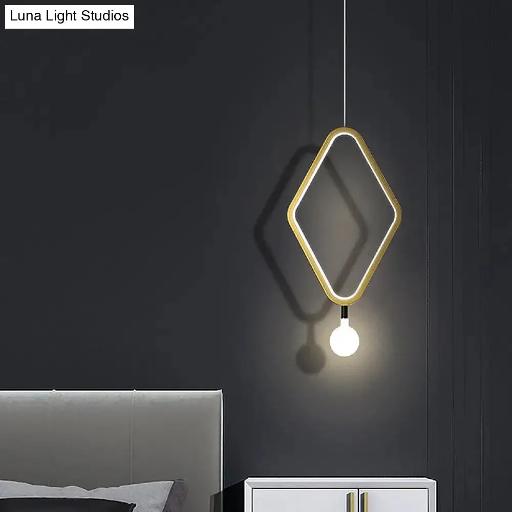 Gold Rhombus Pendant Light - Simplicity & Style in Warm/White Light with Exposed Bulb Design