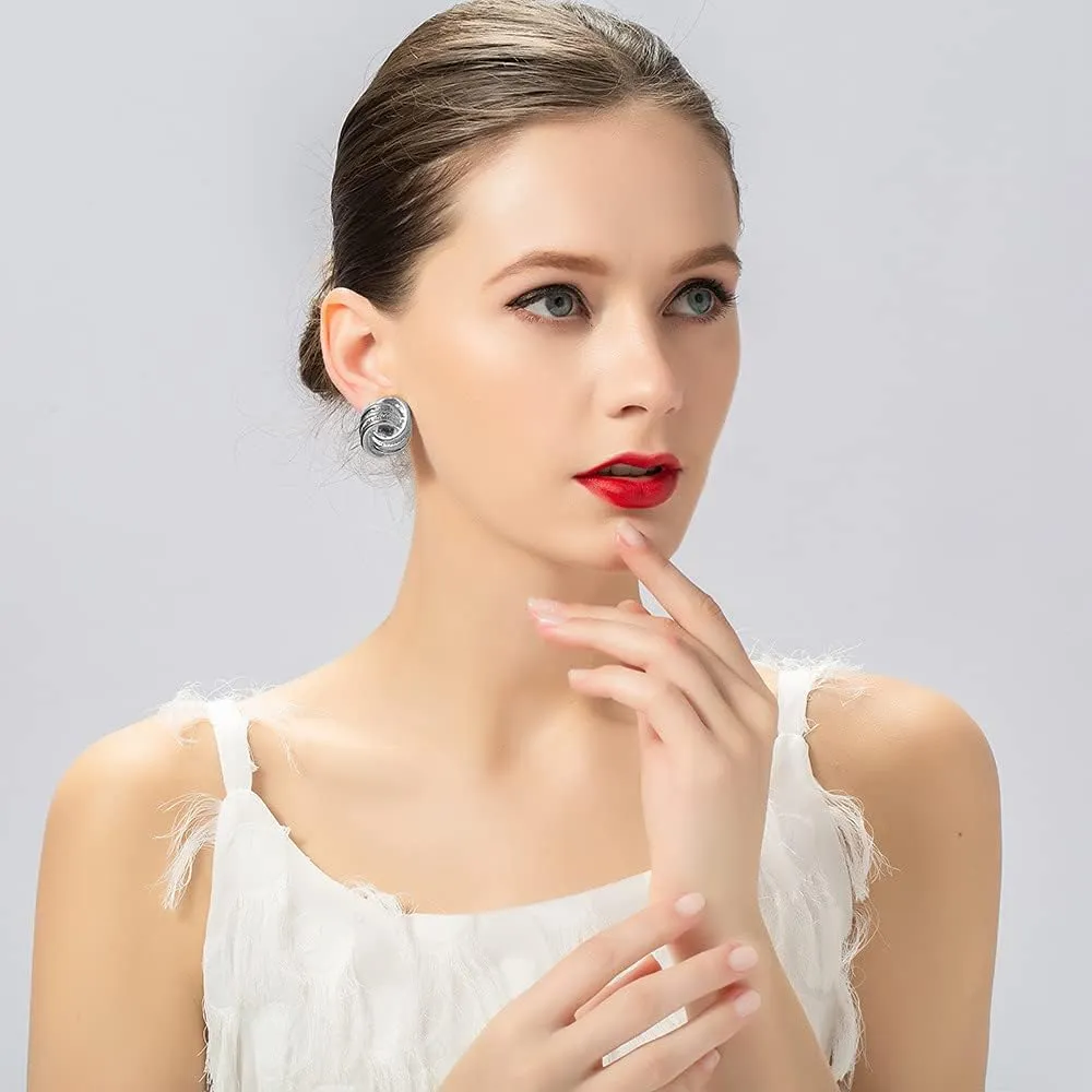 Gold Silver Love Knot Clip On Earrings for Women, Fashion Clip On Earring No Pierced Earring
