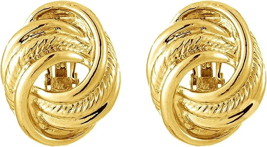 Gold Silver Love Knot Clip On Earrings for Women, Fashion Clip On Earring No Pierced Earring
