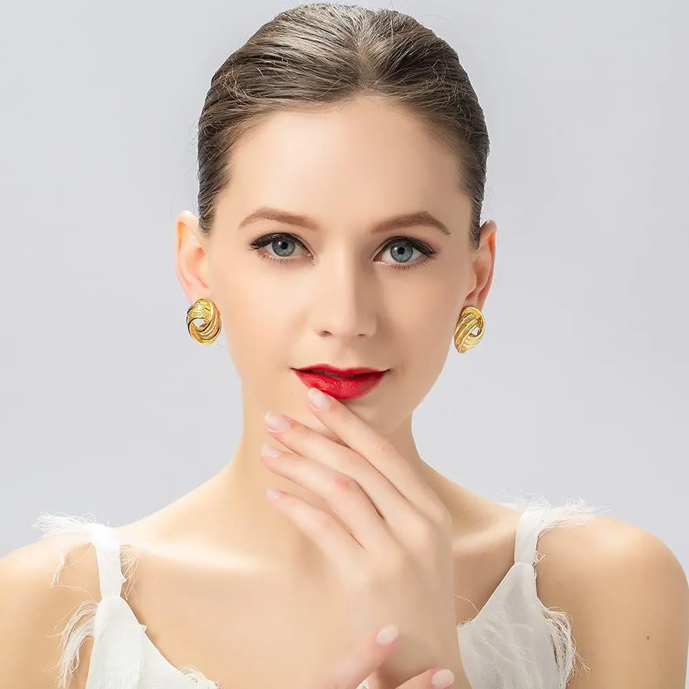 Gold Silver Love Knot Clip On Earrings for Women, Fashion Clip On Earring No Pierced Earring