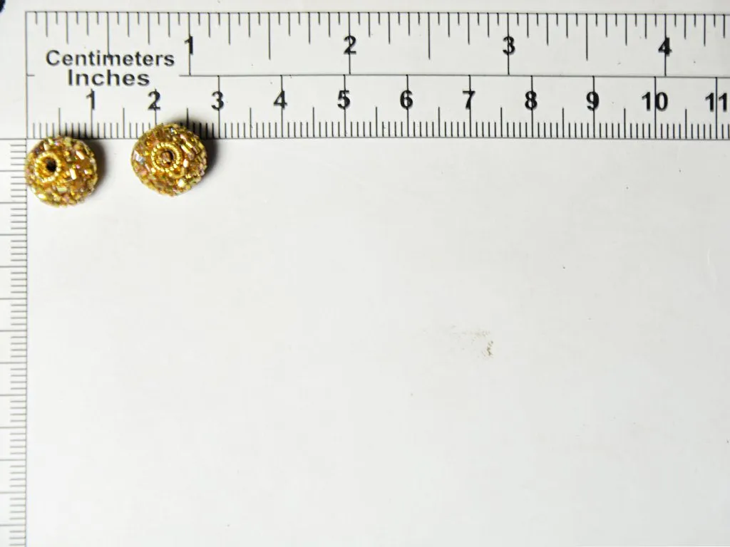 Golden Spherical Beaded Clay Beads