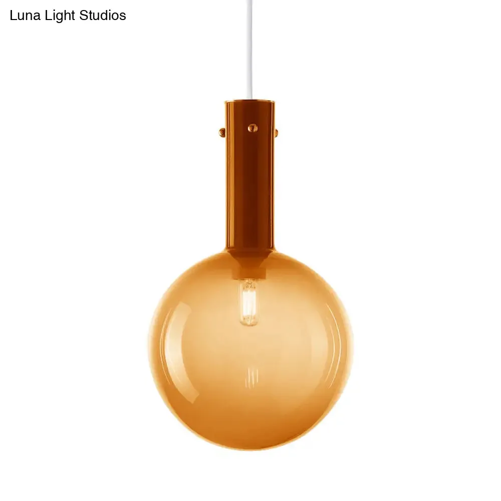 Gradient Green/Orange Glass Orb Pendant Lamp - Contemporary 1-Bulb Ceiling Light for Bedside Hanging