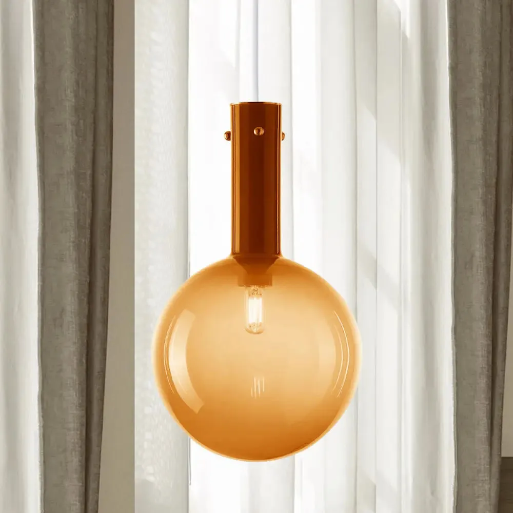 Gradient Green/Orange Glass Orb Pendant Lamp - Contemporary 1-Bulb Ceiling Light for Bedside Hanging