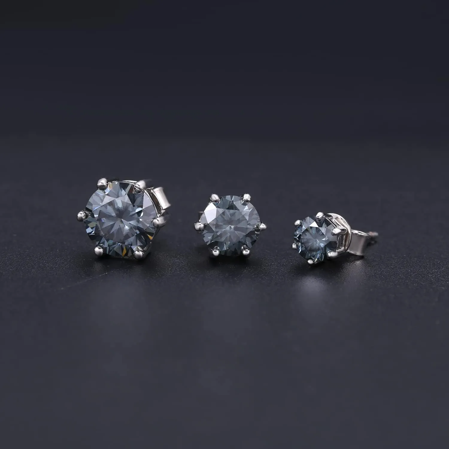 Green Moissanite Earrings - 6 Prong Green Stud Earrings 14k White Gold Green Earrings 925 Sterling Silver Moissanite Jewelry Gifts for Christmas