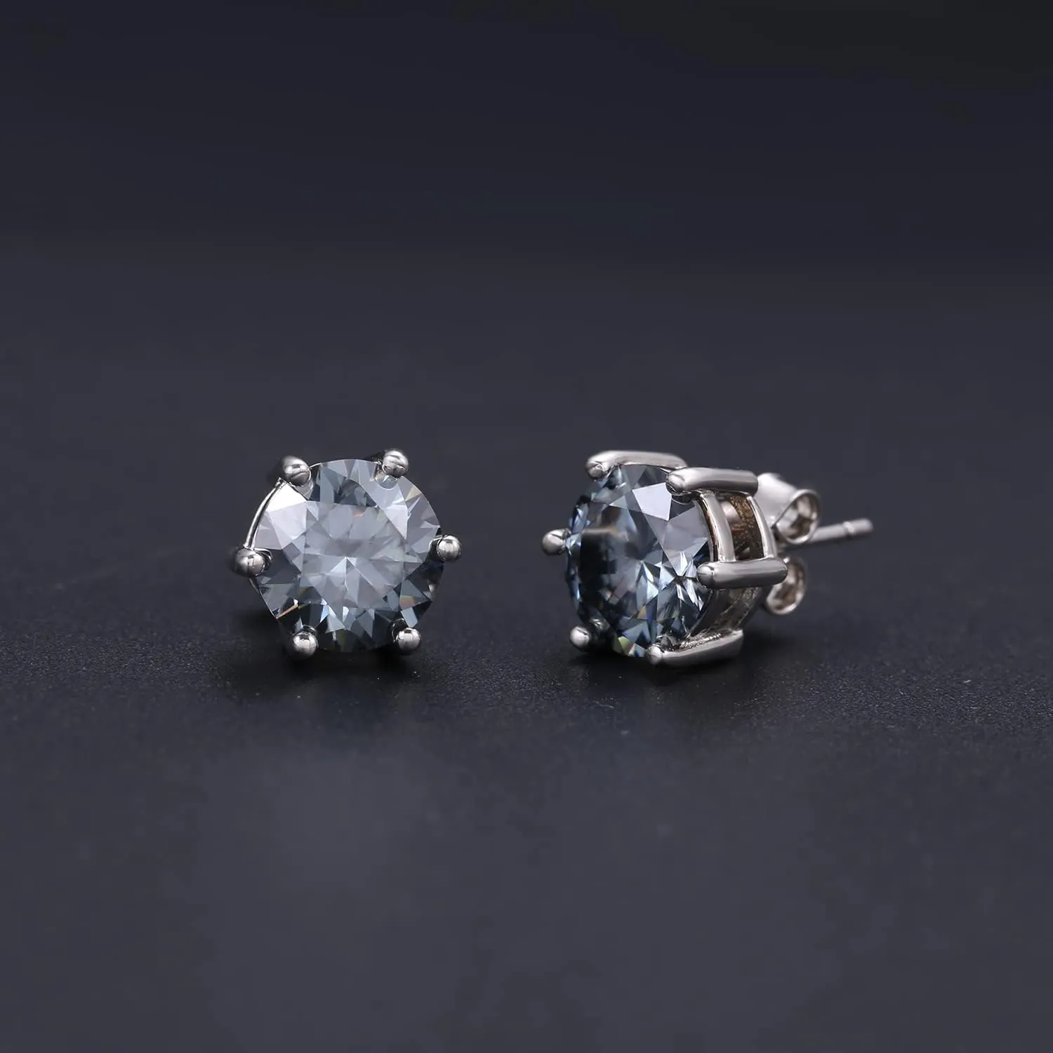 Green Moissanite Earrings - 6 Prong Green Stud Earrings 14k White Gold Green Earrings 925 Sterling Silver Moissanite Jewelry Gifts for Christmas