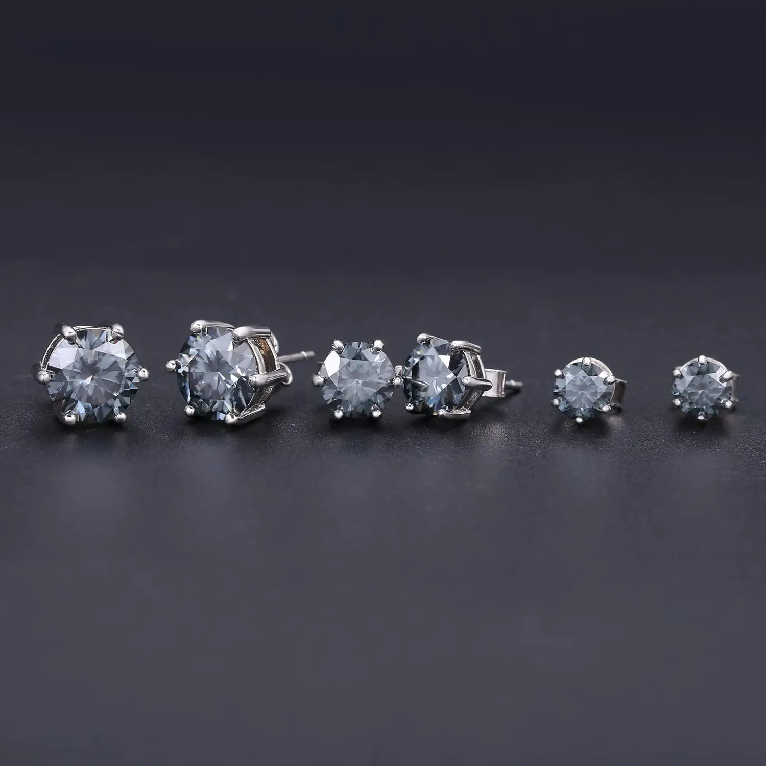 Green Moissanite Earrings - 6 Prong Green Stud Earrings 14k White Gold Green Earrings 925 Sterling Silver Moissanite Jewelry Gifts for Christmas