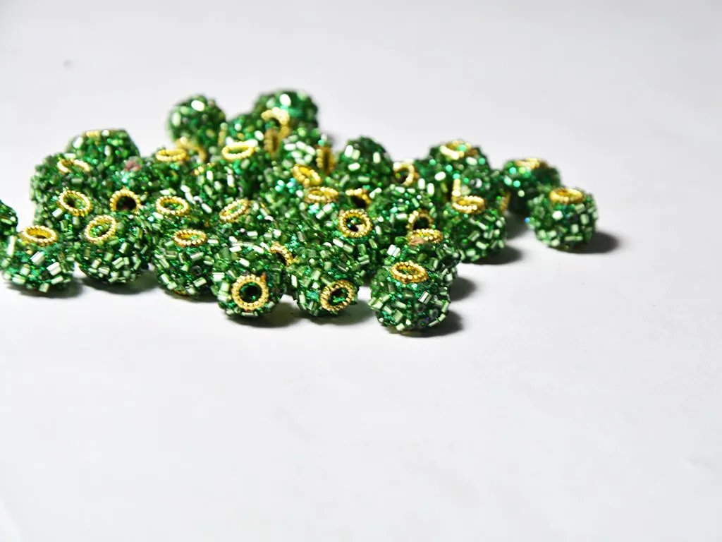 Green Spherical Beaded Clay Beads