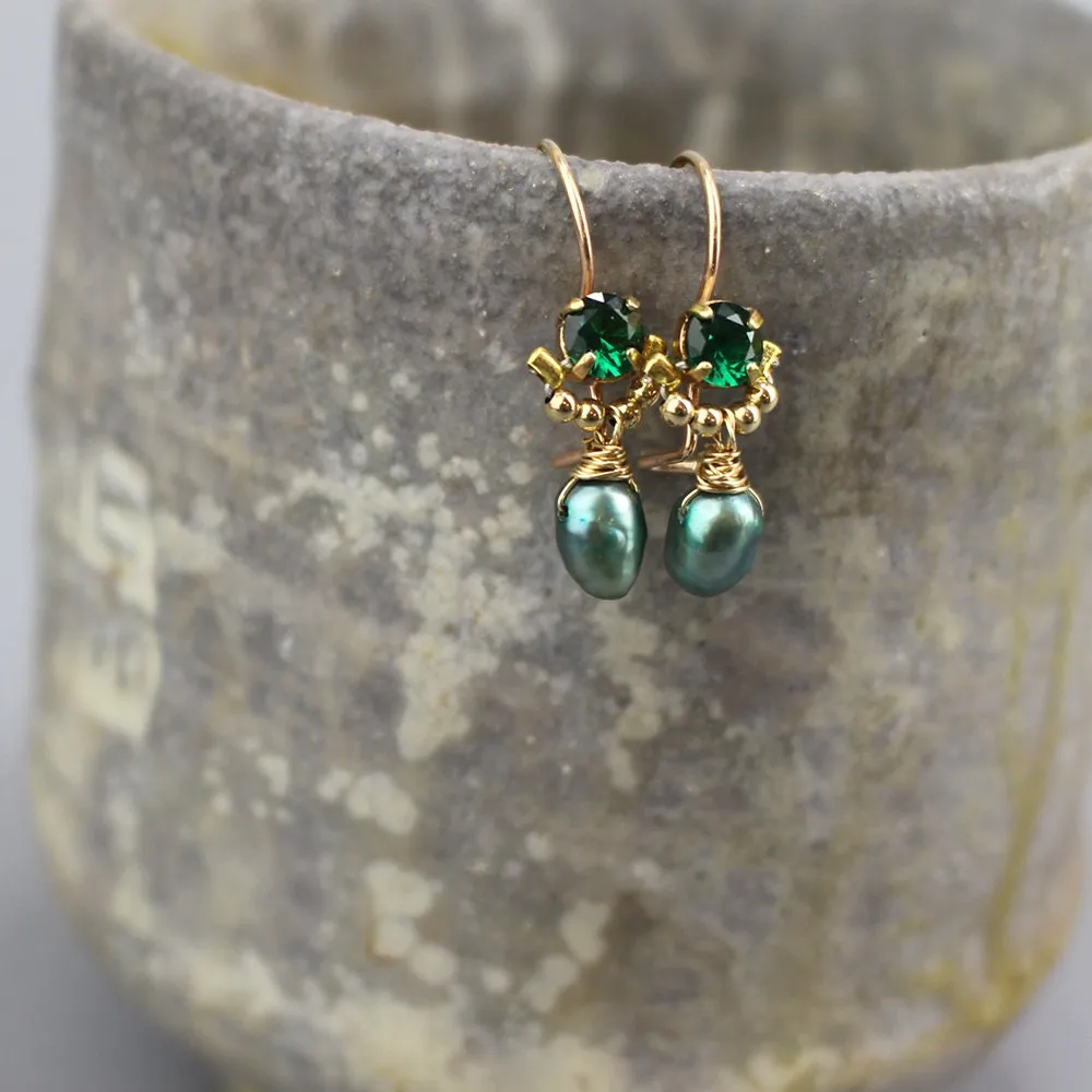 Green Zircon Dancer Earrings