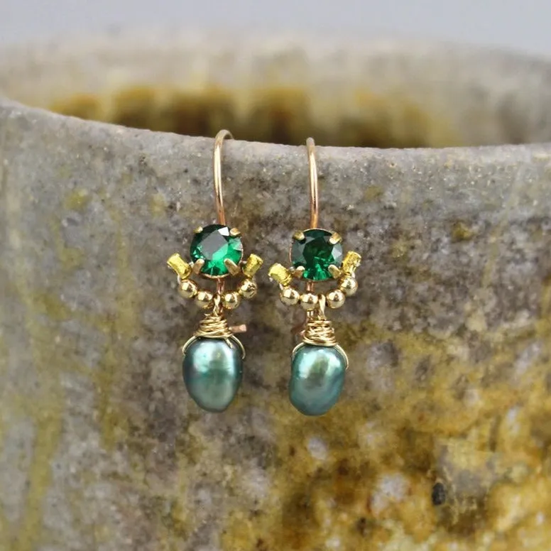Green Zircon Dancer Earrings