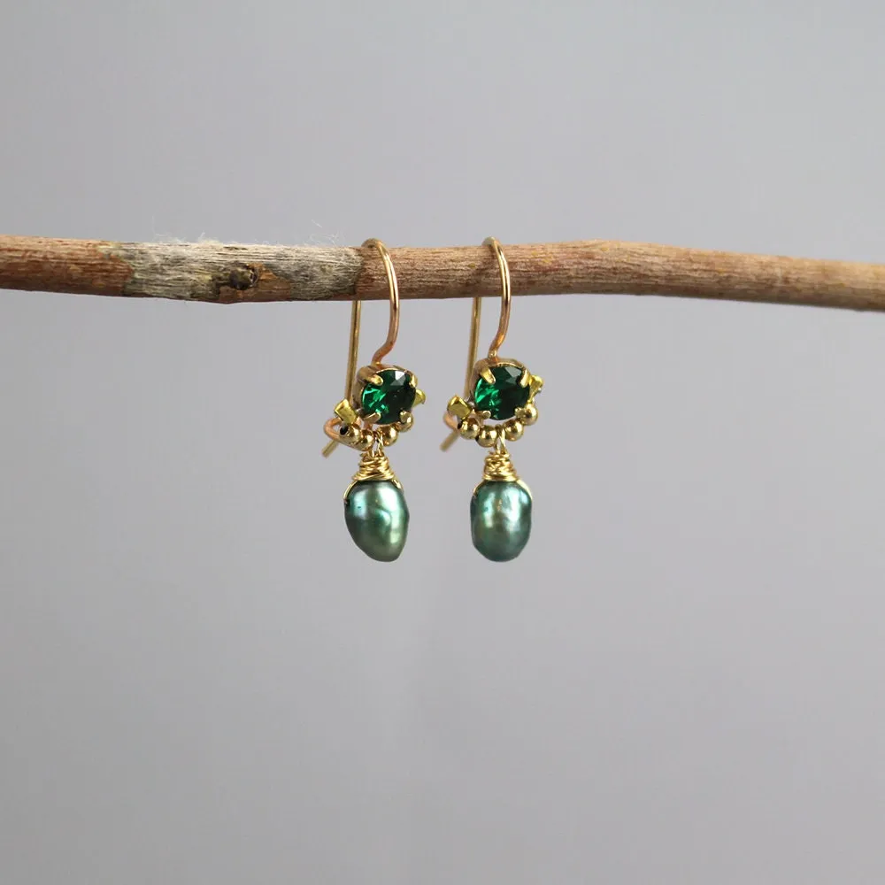 Green Zircon Dancer Earrings
