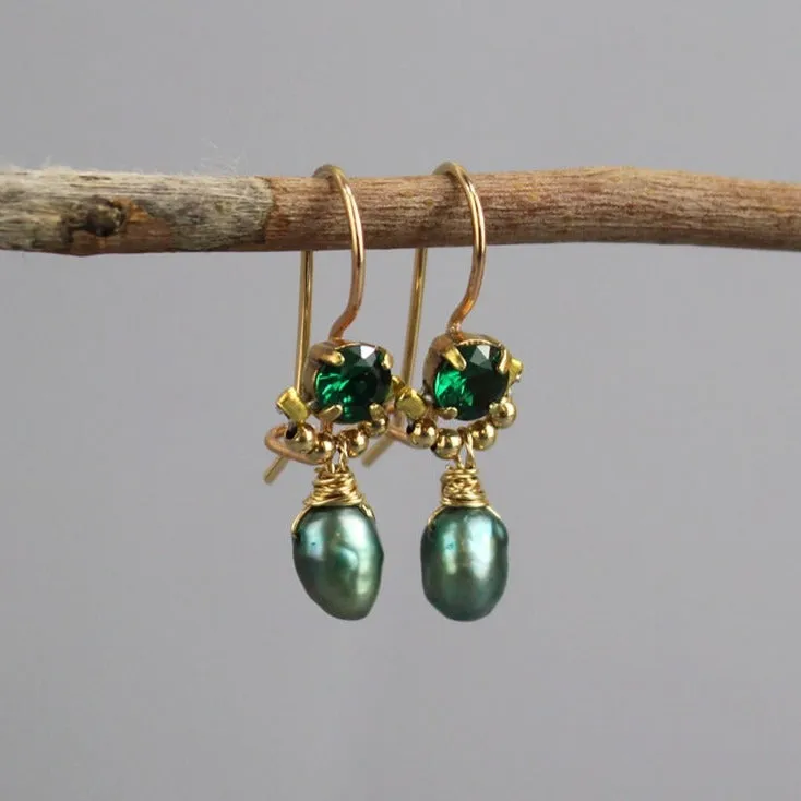 Green Zircon Dancer Earrings