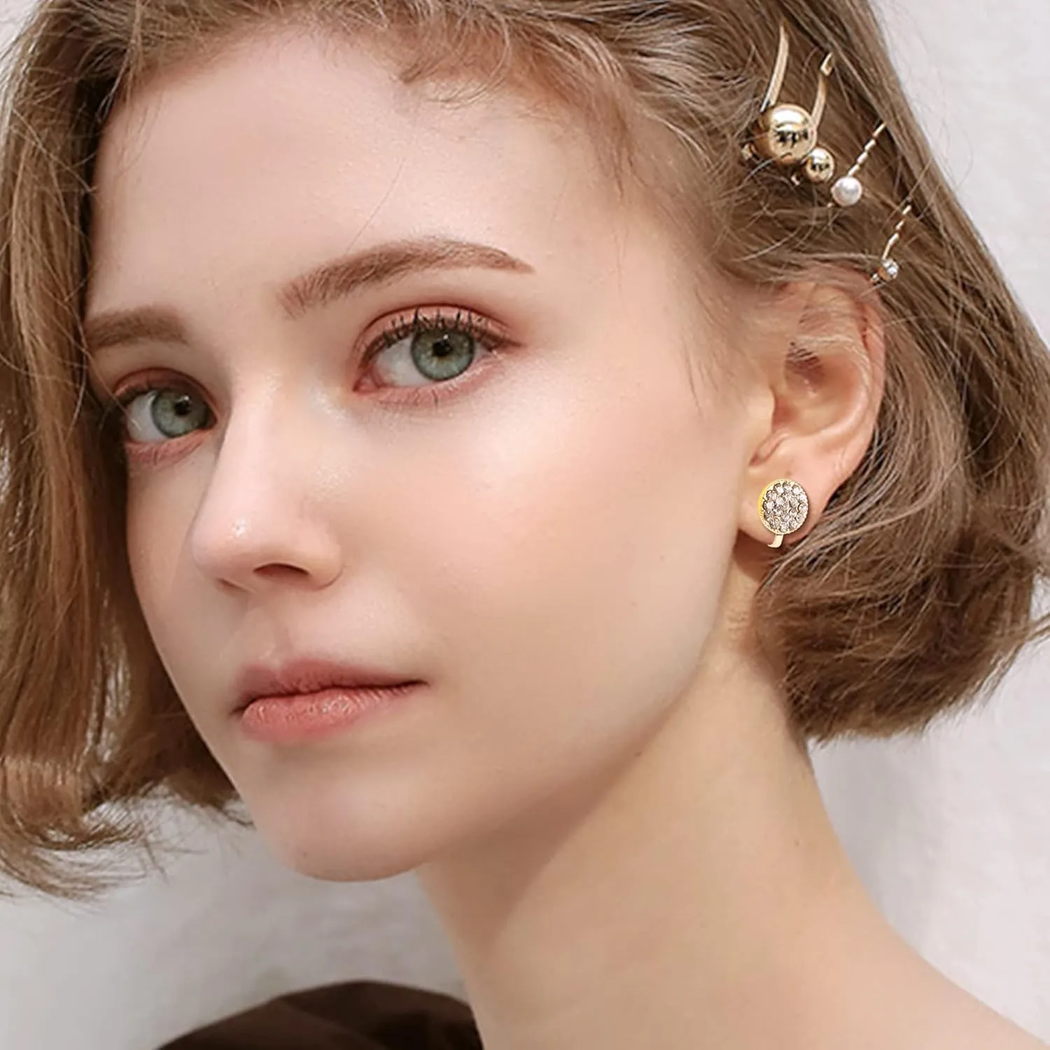 HAIAISO 6 Pairs Clip On Earrings Cubic Zirconia Pearl Knot Twist Clip On Earrings Non Pierced for Women Clip Earrings Set