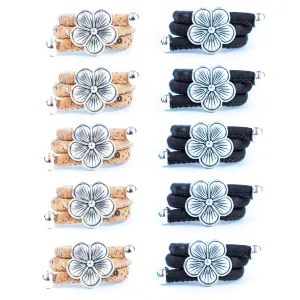 Handcrafted women's fashion ring with natural cork wire and flower alloy hardware! RW-052-AB-10