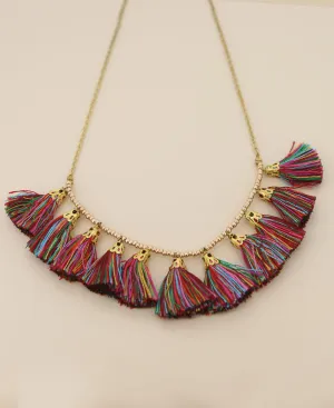 Handmade Multicolor Tassel Necklace, Fair Trade