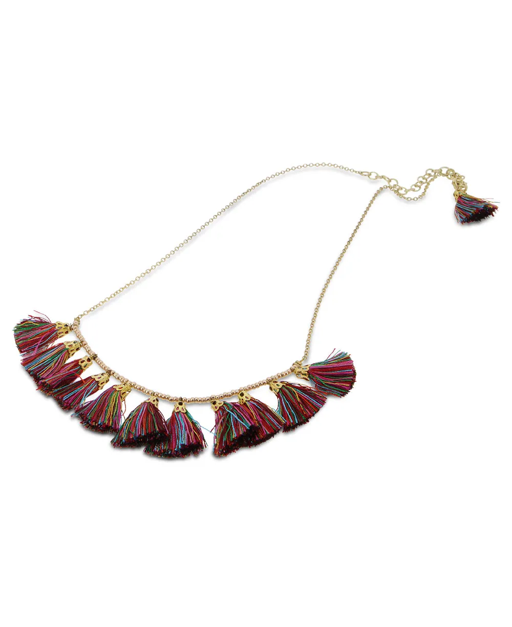 Handmade Multicolor Tassel Necklace, Fair Trade