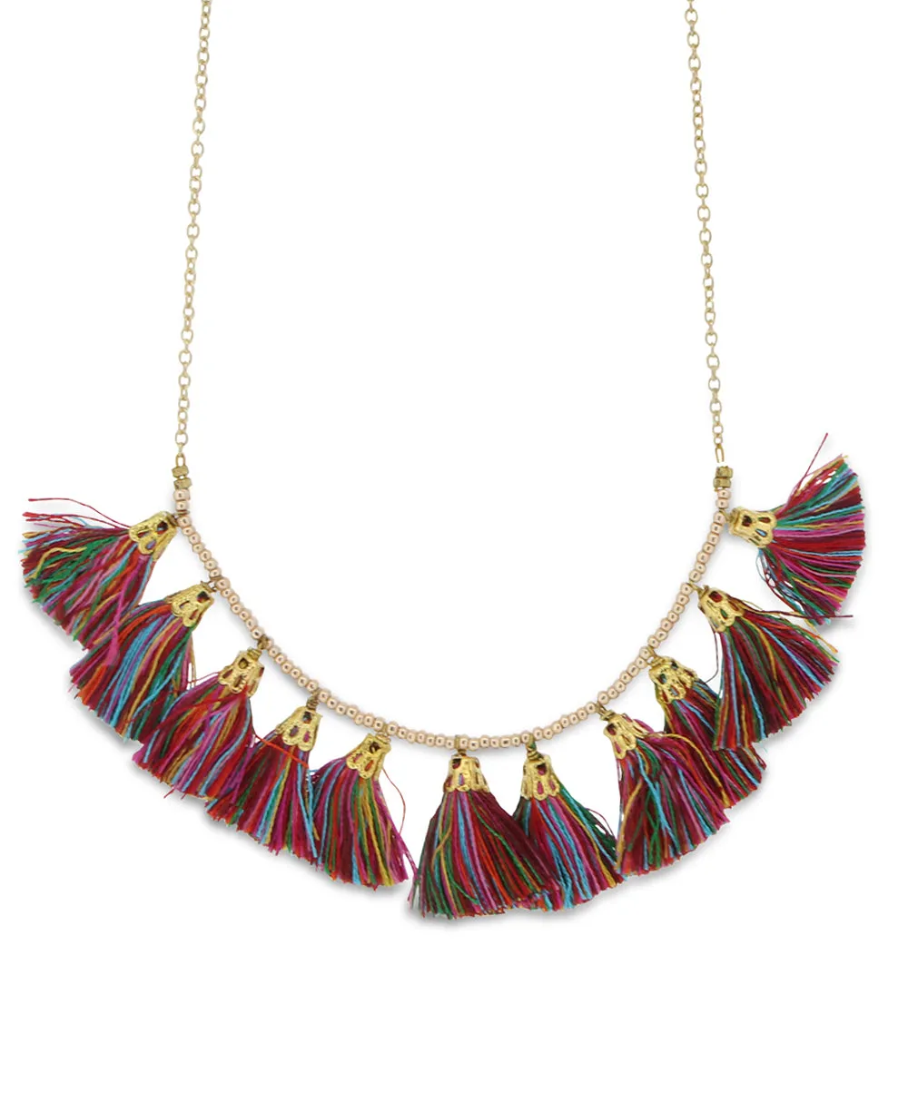 Handmade Multicolor Tassel Necklace, Fair Trade